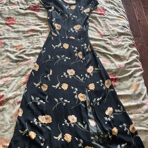 Urban Outfitters Black Floral Midi Dress